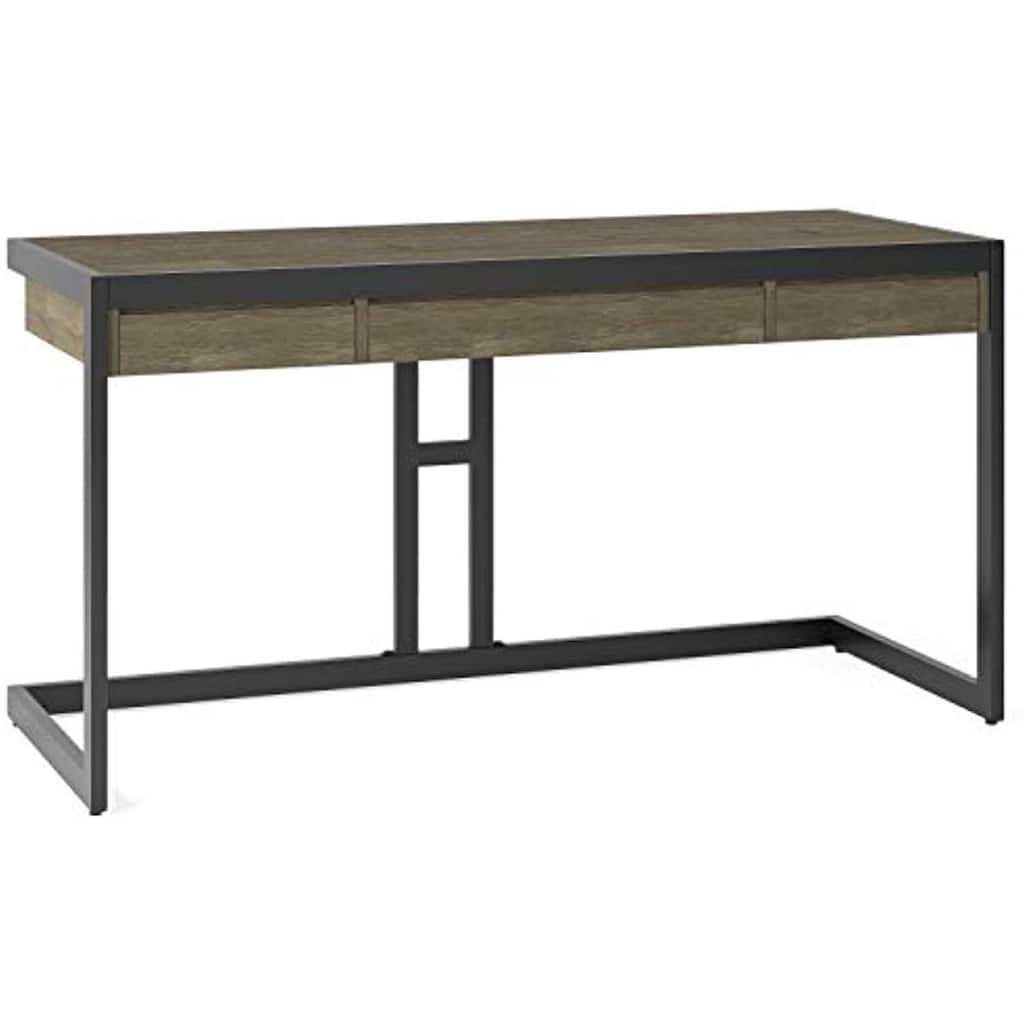 Acacia Wood Desk - 60" Office Desk with Keyboard Tray & 2 Drawers - Distressed Grey Finish