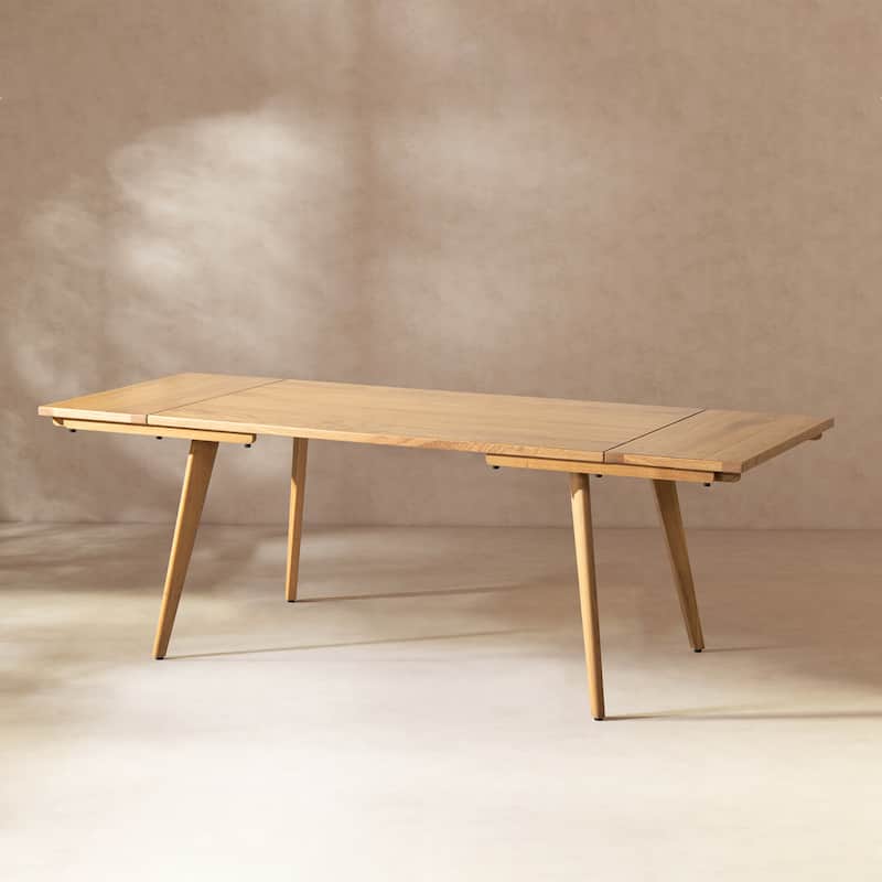 Jennifer Taylor Home Capri Solid Red Oak Wood Extendable Leaf Dining Table - Natural Brown - 6-8 Seats