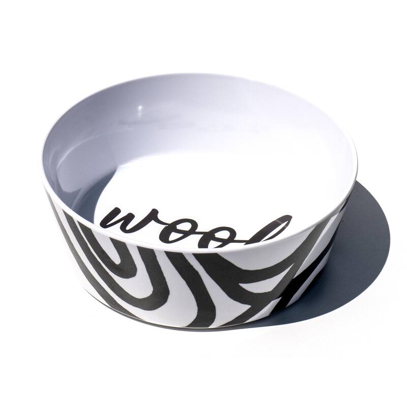 Black and White Woof Lines, Single Wall, Large Bowl, 5 cups, Set of 2