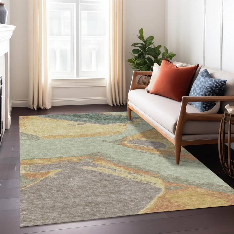 Machine Washable Indoor/ Outdoor Modern Cheney Chantille Rug