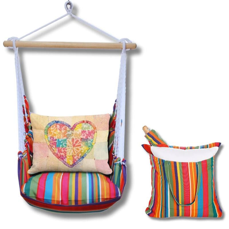 Magnolia Casual Swing Set 4 piece - Le Jardin Stripe w/ Colorful Heart