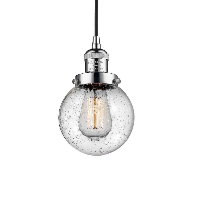 Innovations Lighting Beacon Single Light 6" Wide Mini Pendant with - Polished Chrome / Seedy