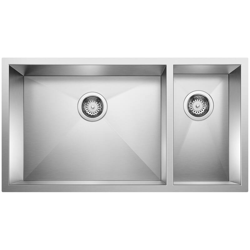 Blanco Precision 1-1/2 Bowl Double Basin Stainless Kitchen Sink with - Satin Polished
