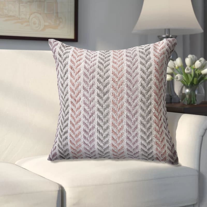 18" Purple and Gray Chevron Square Throw Pillow
