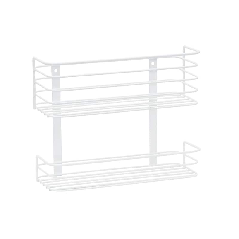 Household Essentials Door Mount Cabinet Organizer Steel Wire Basket, White - White