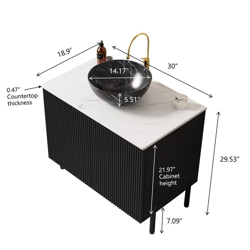 60" Bathroom Vanity with Resin Double Sinks, 3 Drawers & 4 Doors(2 with Double-layer Shelves), Solid Wood Legs, All Soft-Close