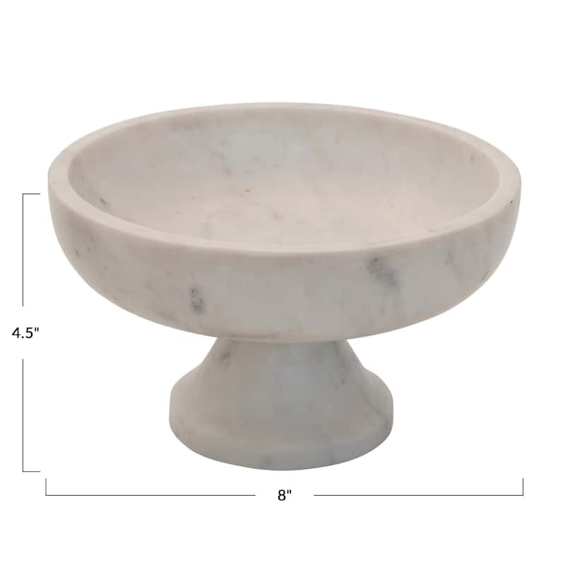 Marble Footed Bowl - 8.0"L x 8.0"W x 4.5"H