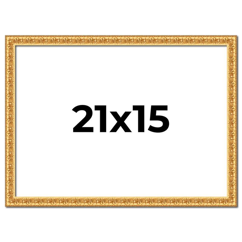 21x15 Frame Gold Real Wood Picture Frame Width 1 inches | Interior