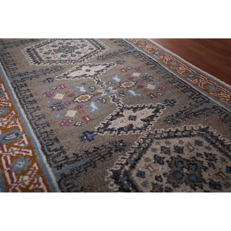 Gray Viss Oriental Runner Rug Hand-Knotted Wool Carpet - 2'7"x 8'0"