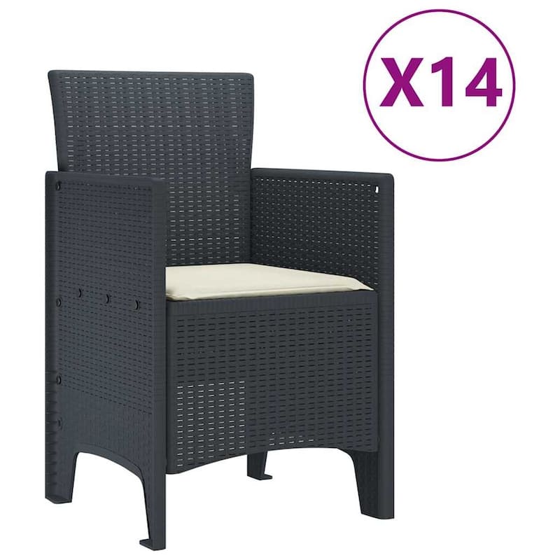 vidaXL Garden Dining Set 15/17 pcs Anthracite/Brown Polt rattan - 400 x 100 x 73 cm