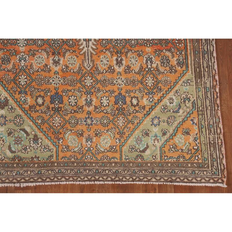 Hand Knotted Oriental 100% Wool Carpet Traditional Medallion Oranges & Rust Hamedan Area Rug - 8' 6'' X 5' 0''