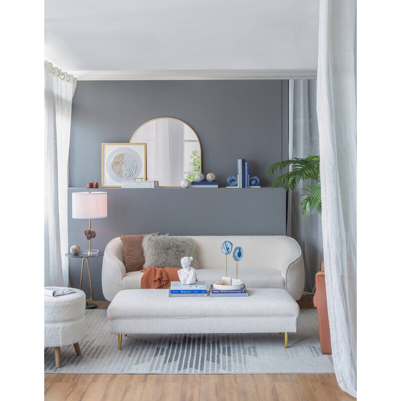 D14x25.2" Gold Table Lamp with Agate Slice and White Drum Shade