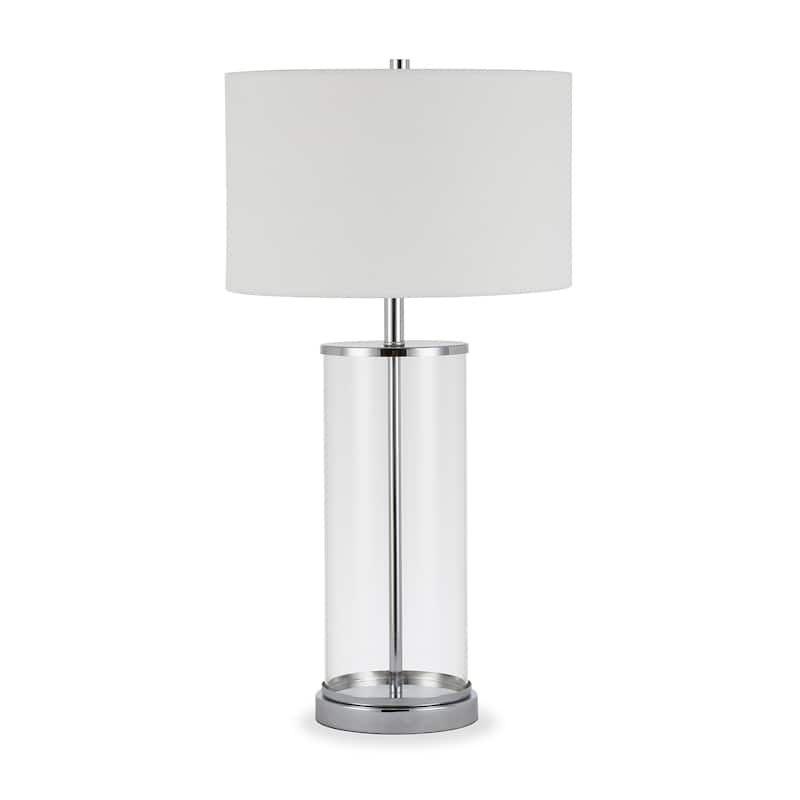 Rowan Classic Glass Table Lamp with Linen Shade (Optional Finishes)