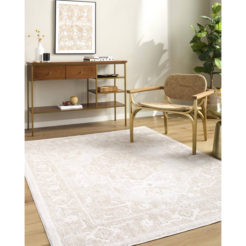 ELLE Decor x Livabliss Odeon Modern Area Rug - Cream/Ivory - 5'3" x 7'