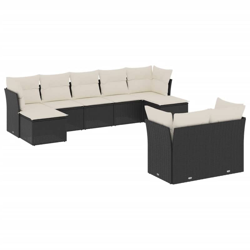 vidaXL Garden Sofa Set Black and Cream - 21.7 x 21.7 x 14.6