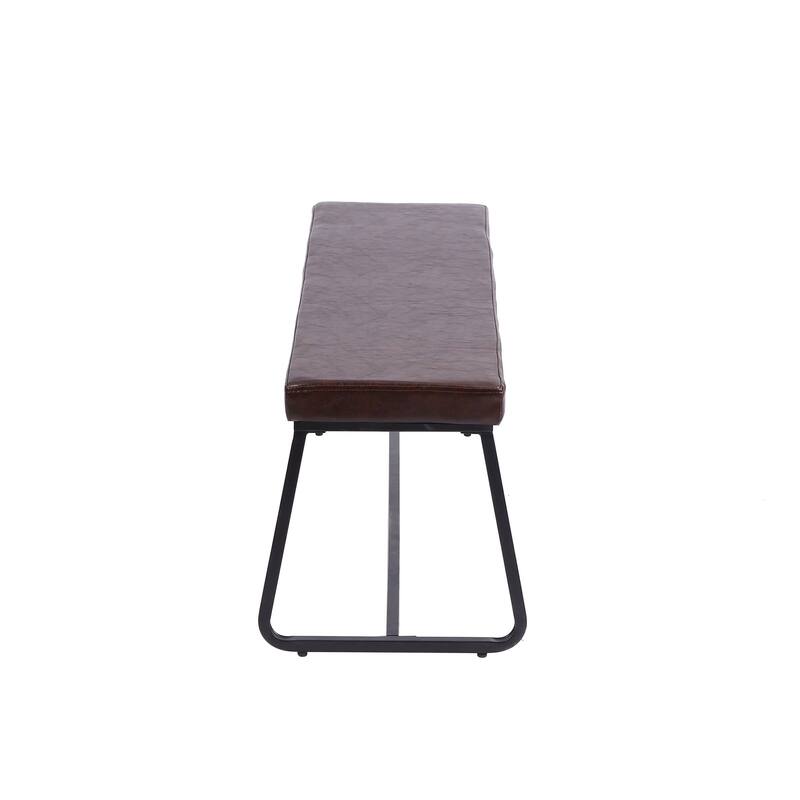 Porthos Home Remy Entryway Bench, PU Leather Upholstery, Iron Legs