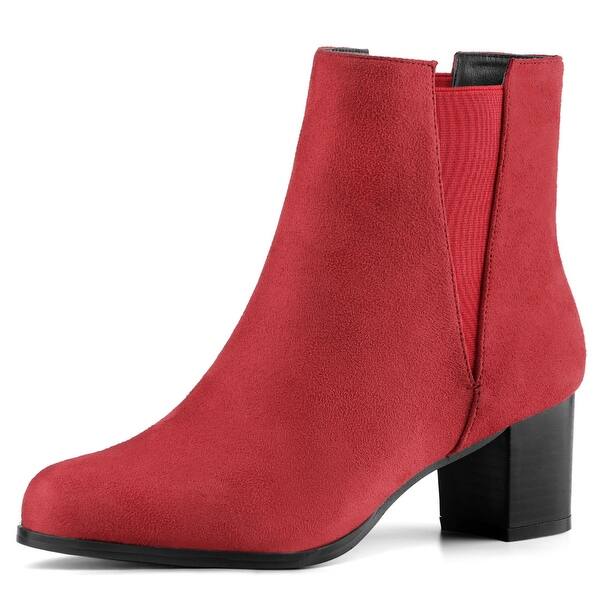 Shop Women S Round Toe Chunky Heel Ankle Chelsea Boots On Sale Overstock 28392778