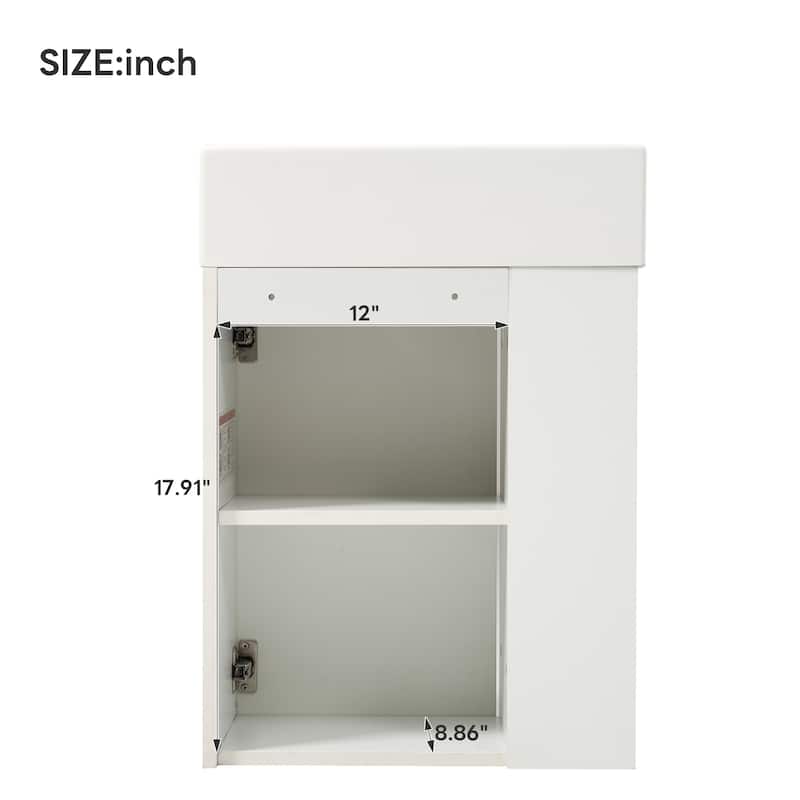 18.5 inch Modern Floating Bathroom Vanity with Resin Basin - Perfect for Small Bathrooms, Left side storage