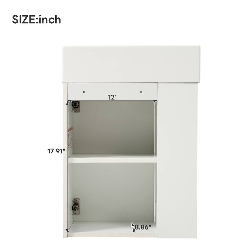 Floating Bathroom Vanity with Sink, Small Wall Mounted Bathroom Vanities, Bathroom Cabinet with Open Shelf & Soft-Close Doors