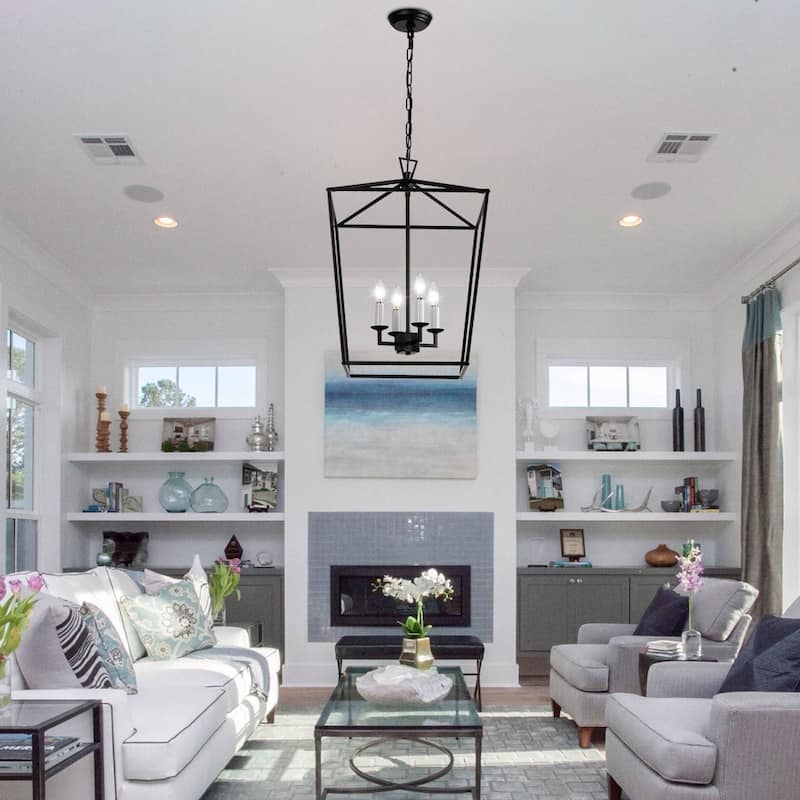 Grand 6-Light Open Frame Cage Lantern Chandelier