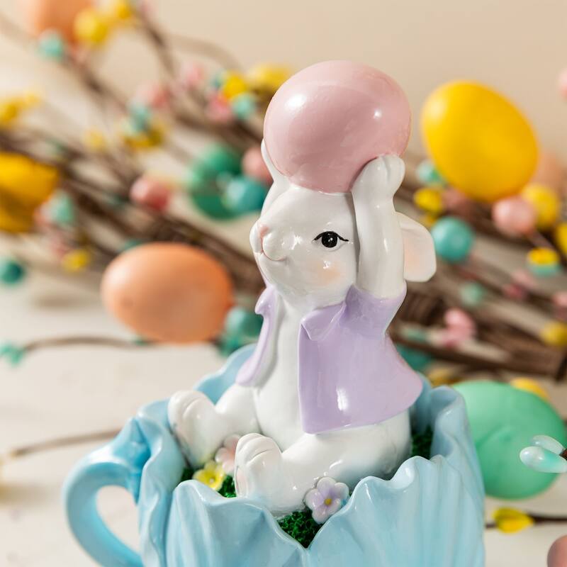 Glitzhome Easter 9.75"H Resin Bunny Figurine Table Decor Gifts (Set of 2)