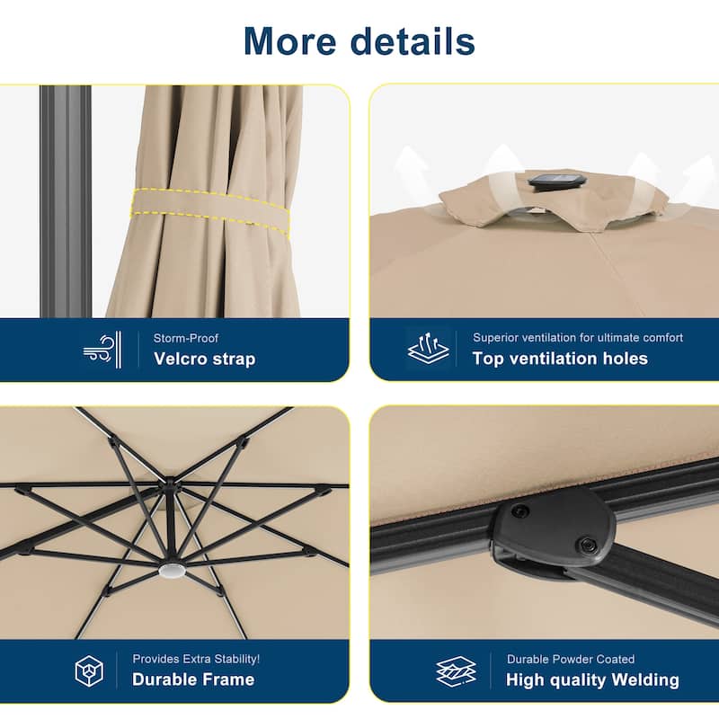 Outdoor 10FT LED Patio umbrella for Garden