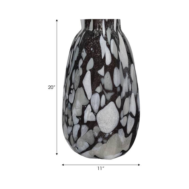 Decorative Glass Vase with Abstract Pattern - Artistic Tall Flower Vase for Home Decor