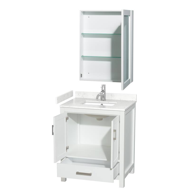 Wyndham Collection Sheffield 30" Single Bathroom Vanity, Carrara