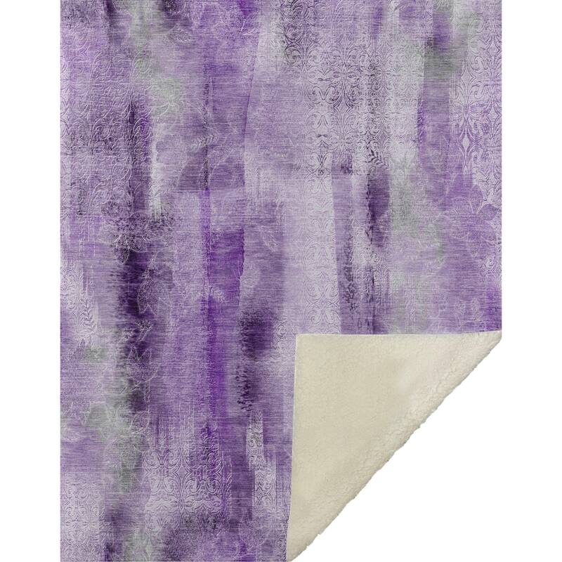 Premium Machine Washable Modern Imprints Sherpa Throw Blanket