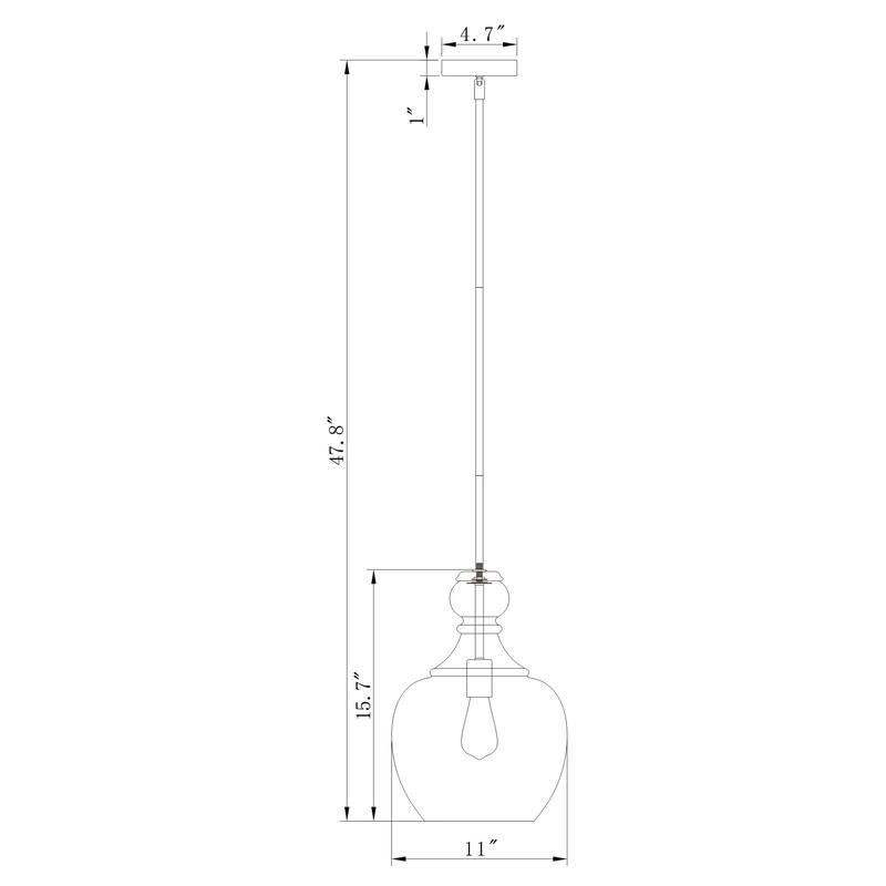 Tasio Brass Pendant Light with Clear Decanter Glass Shade