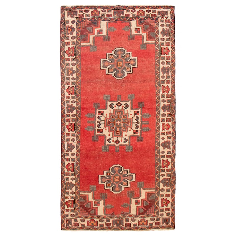 ECARPETGALLERY Hand-knotted Andelz Red Wool Rug - 4'0 x 7'9 - Red - 4'0 x 7'9