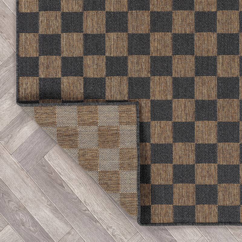 World Rug Gallery Checkered Indoor/Outdoor Flat Woven Area Rug