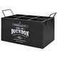 preview thumbnail 8 of 30, American Art Decor The Bourbon Bar Wood Crate Bottle Holder with Metal Handles - 7" H x 14" L x 8" D Bourbon - Black/White
