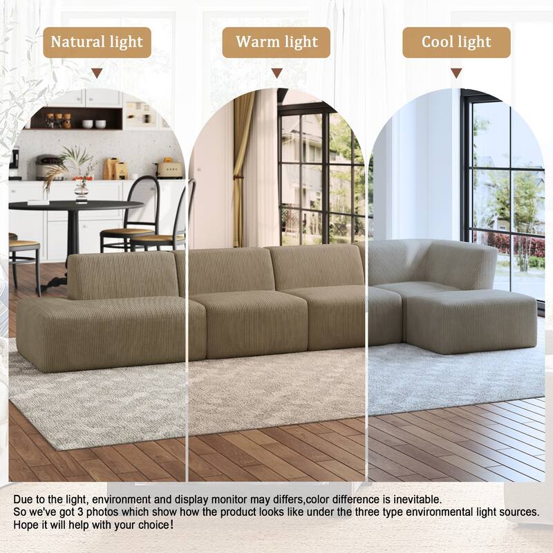 Oversized Corduroy Modular Sectional Fabric Sofa Set