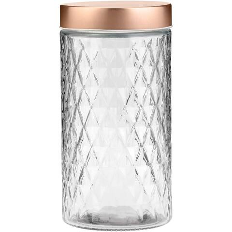 Amici Home Desmond Glass Container Storage Jar, 60 Fluid Ounces, Clear with Copper Lid - Clear/Cooper