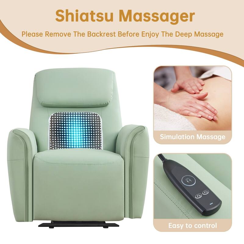 Oversized Faux Leather Massage Power Recliner with Two Pockets