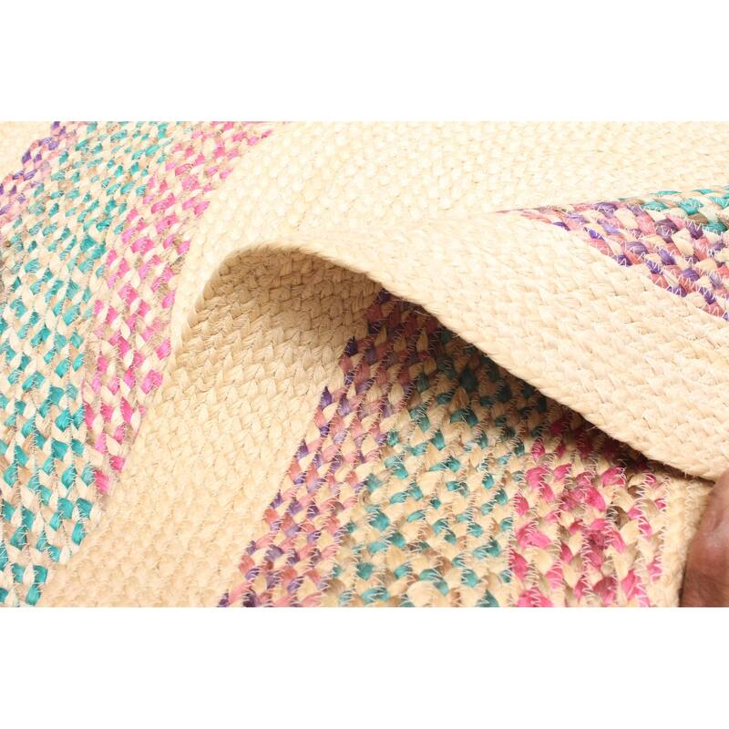 ECARPETGALLERY Braided Weave Palas Denizli Cream Jute Rug - 3'3 x 3'3