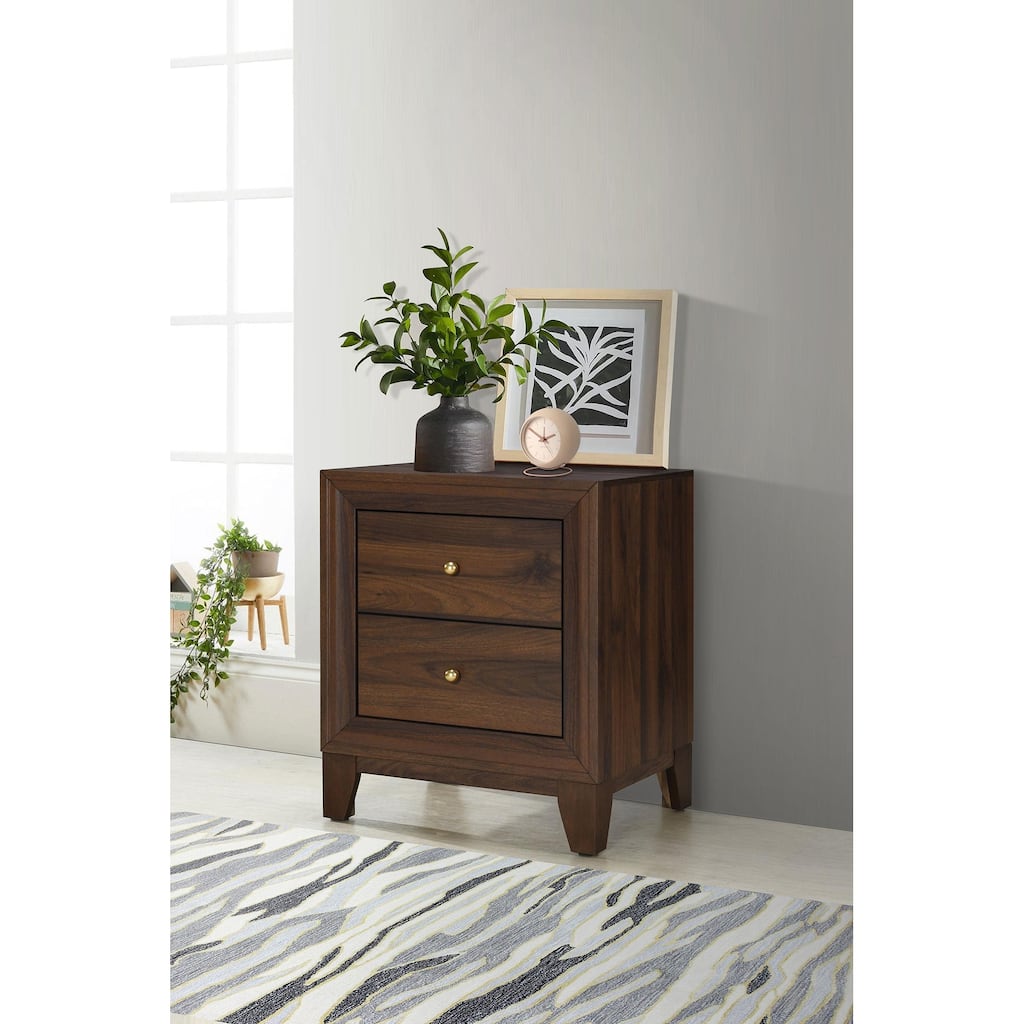Welsley 2-drawer Nightstand Bedside Table Walnut