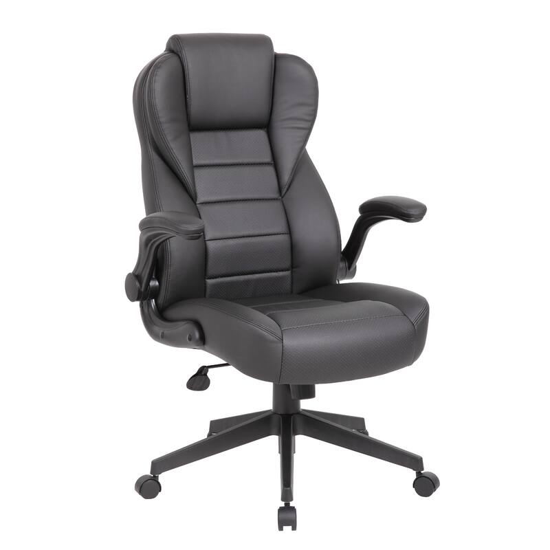 Yang Executive High-Back Armchair with Caster Wheels, Black Vinyl