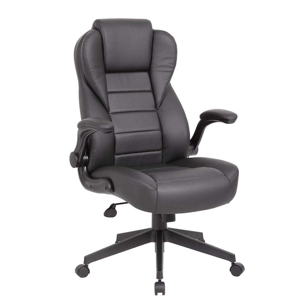Yang Executive High-Back Armchair with Caster Wheels, Black Vinyl