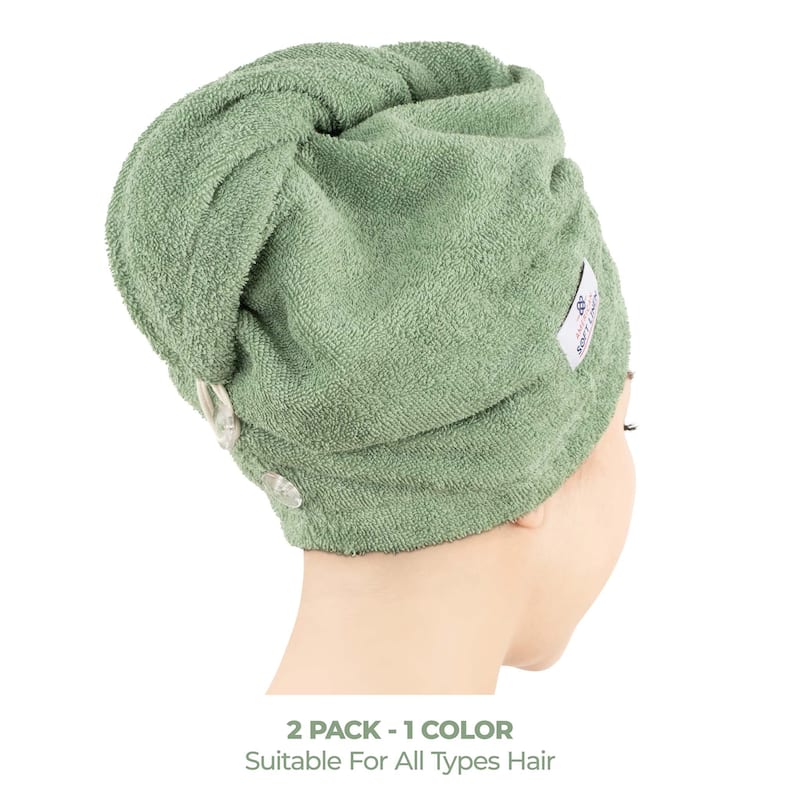 American Soft Linen 100% Cotton Hair Drying Towels for Women, Cotton Hair Turban Turkish Towel Wrap, Head Towel Cap for Hairs
