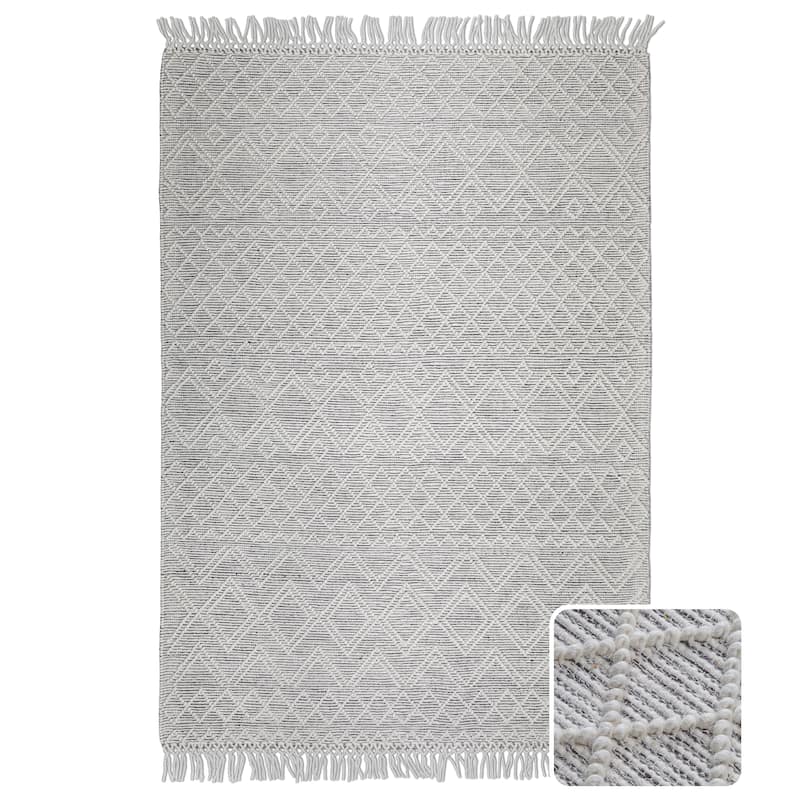 Wyndenhall Thayer 6 x 9 Area Rug Contemporary in Ivory and Brown - 6 ft x 9 ft 72"d x 108"w x 0.5" h
