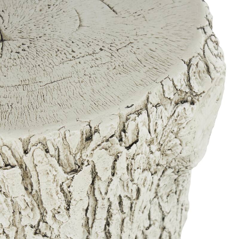 White Magnesium Oxide Tree Trunk Squirrel Garden Stool with Brown Accents