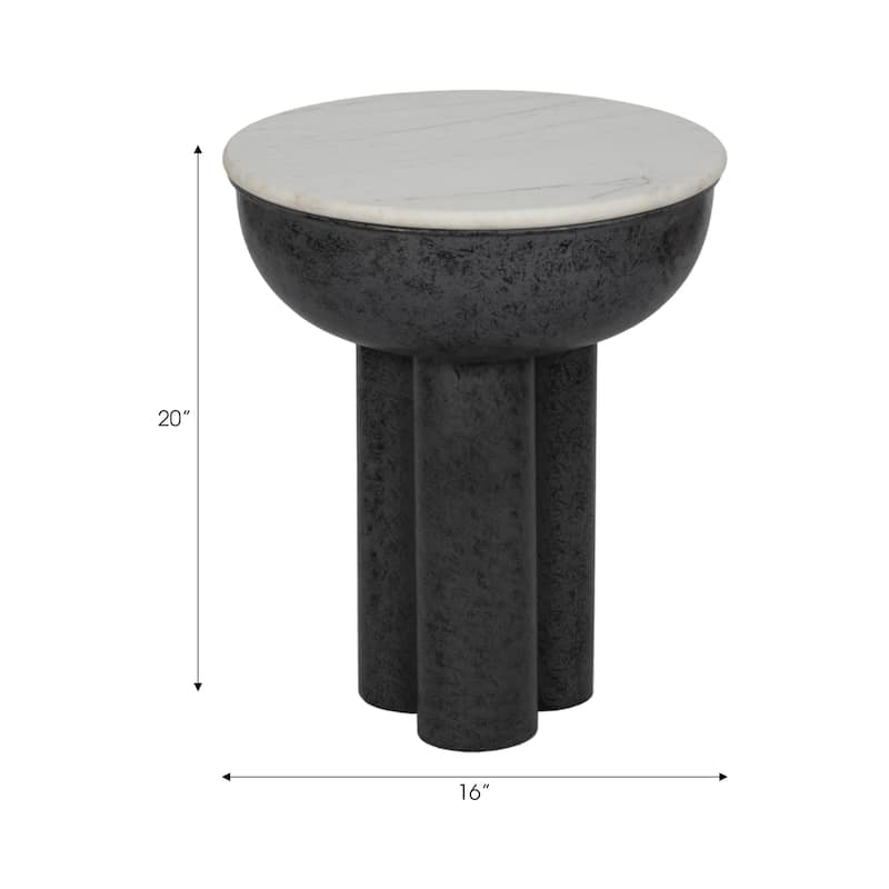 Sagebrook Home Chunky Leg Coffee Table Marble Top, White/Black