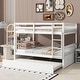 preview thumbnail 3 of 16, Full Over Full Rubber Wood Bunk Bed w/ Trundle, Ladder & Guardrails, Convertible to 2 Full Size Beds, White