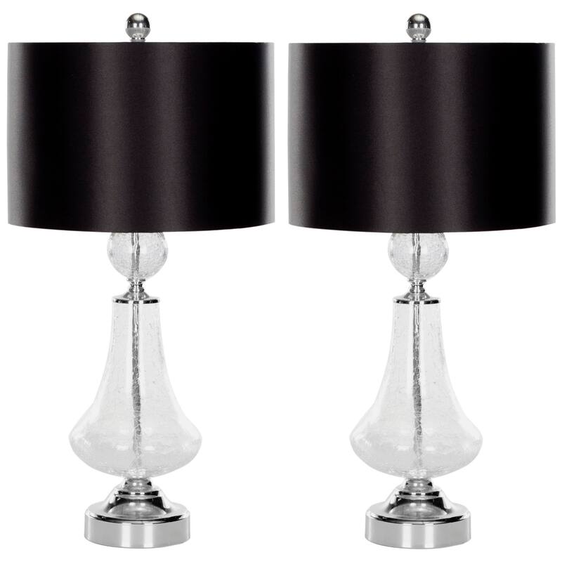 SAFAVIEH Lighting Dinie 26-inch Crackled Glass Table Lamp (Set of 2) - 12"x12"x25.5" - 12Wx12Dx26H