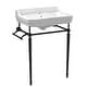 preview thumbnail 1 of 9, Whitehaus Victoriahaus 23-1/2" Rectangular Ceramic Lavatory Console White / Matte Black