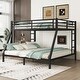 preview thumbnail 1 of 9, Queen over King Size Metal Bunk Bed with Fence, Ladder, Space-Saving and Noise Reduced for Teens and Adults Queen over King - Black