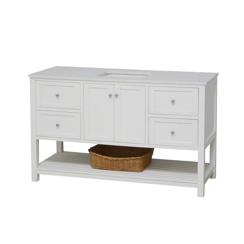 KitchenBathCollection Lakeshore 60" Single Bathroom Vanity with Engineered White Top