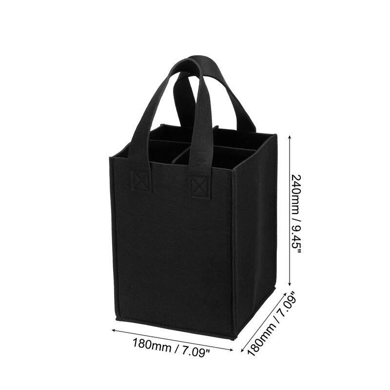 4 Bottle Wine Carrier Tote Bag, Wine Bottle Carrying Bag - Black